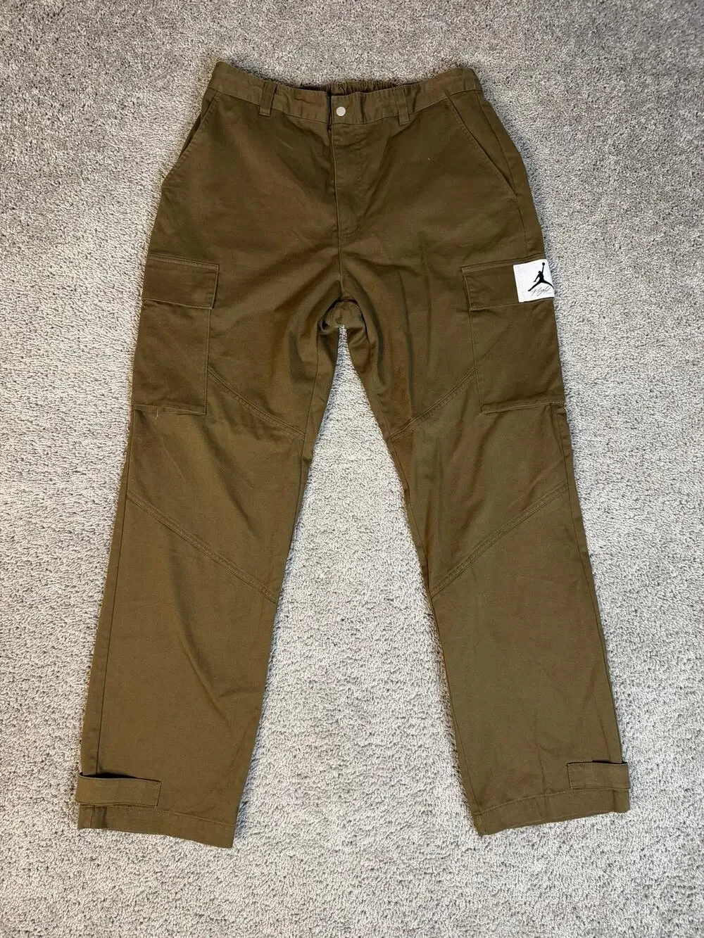 Jordan Essentials Pants Mens L Utility Cargo Olive Brown Twill Flight Stretch